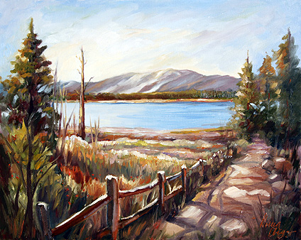 Doreen Abegg Oil Painting of Snow Summit in Big Bear Lake CA